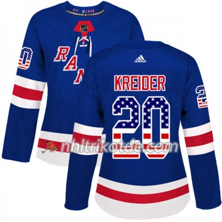 New York Rangers Trikot Chris Kreider 20 Adidas 2017-2018 Blau USA Flag Fashion Authentic - Dame
